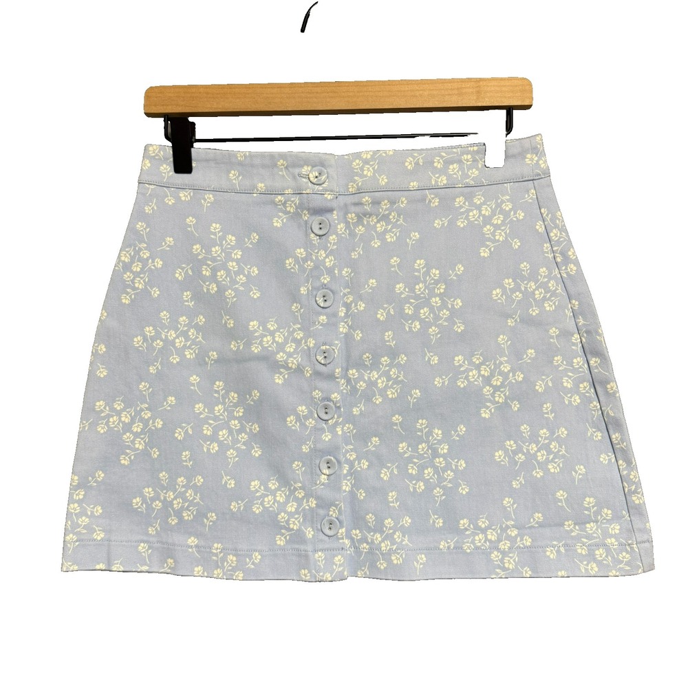 Forever 21 Blue Floral Button Front‎ Mini Skirt Size M Cottagecore Coquette NWT